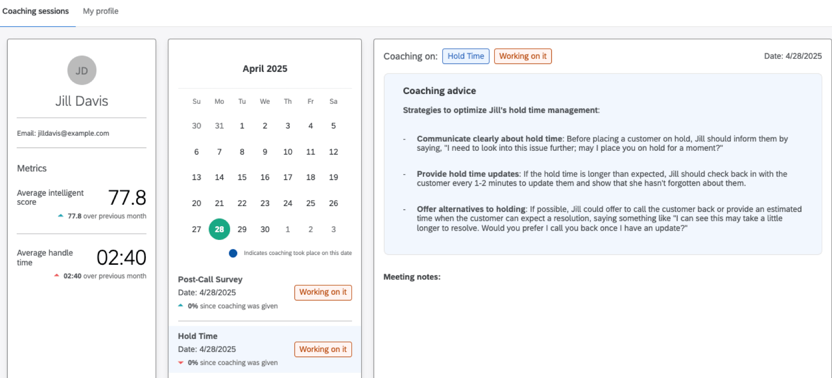 what the coaching app looks like for an agent