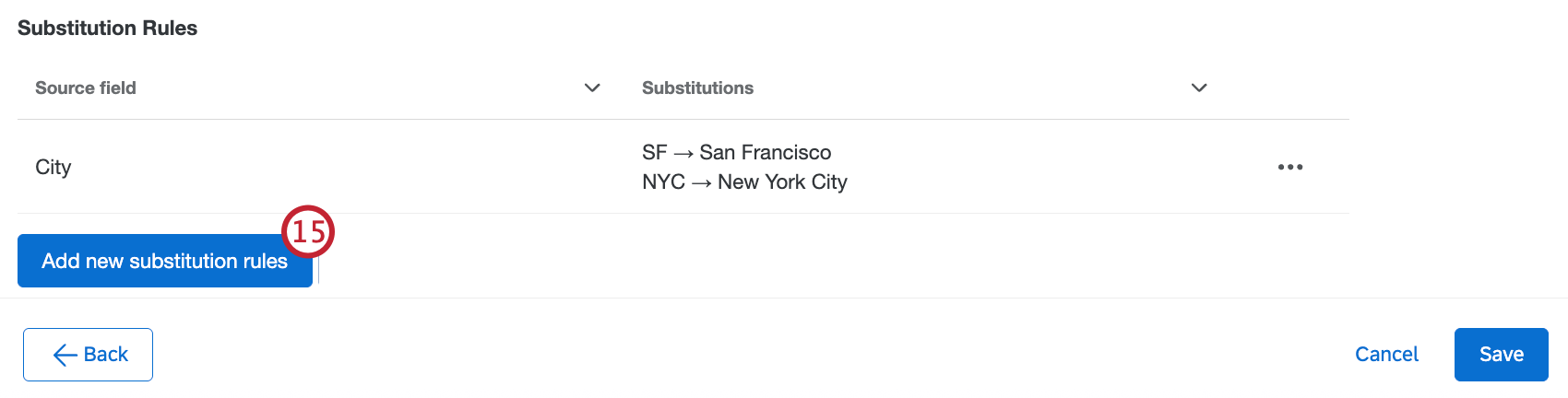 button to add a new substitution rule
