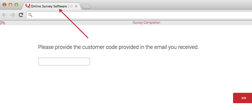 Name einer Umfrage auf einer Browser-Registerkarte