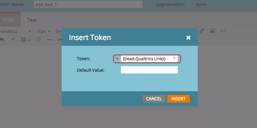 Select Lead Field in Token dropdown