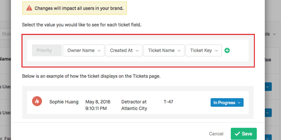 Ticket format options