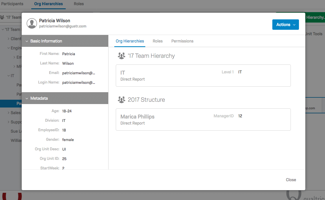 Fenêtre Informations sur le participant