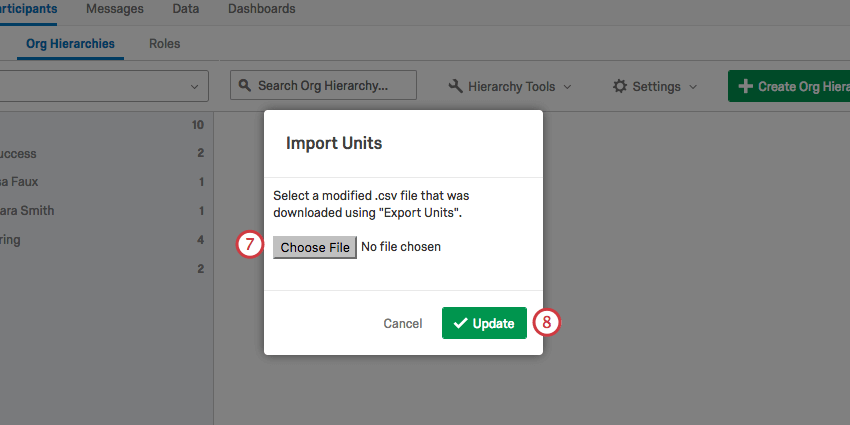 単位インポートウィンドウに、ファイル選択ボタンが表示されています。