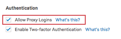 Allow proxy logins in the Authentication section
