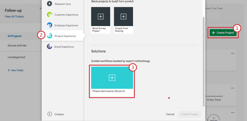 Creating a conjoint project