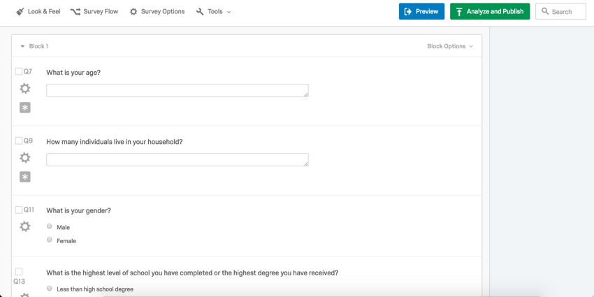 conjoint clustering qualtrics support survey demographic questions