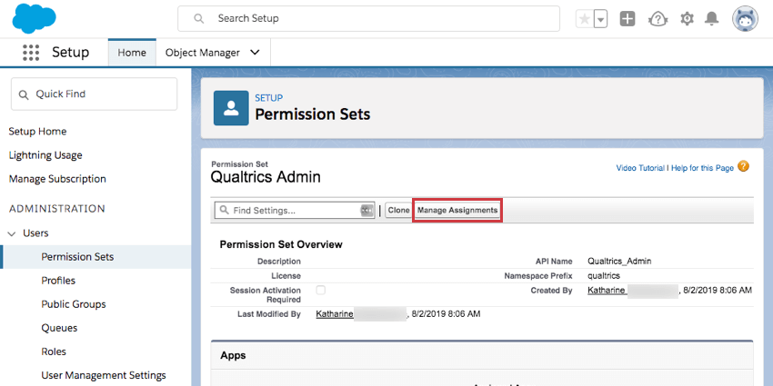 Gérer les affectations est à côté de la zone de recherche des paramètres et du bouton de clonage.
