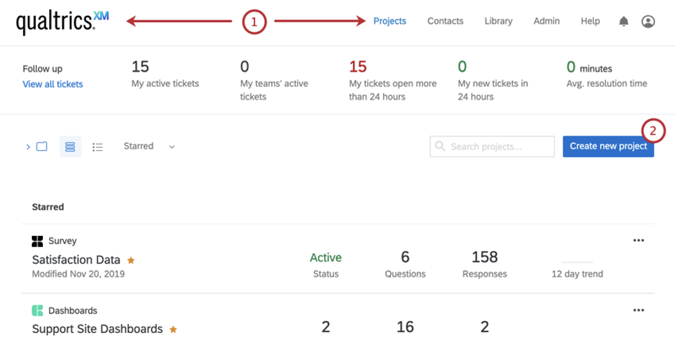 Step 1: Creating Your Project & Adding a Dashboard (CX) - Qualtrics Support