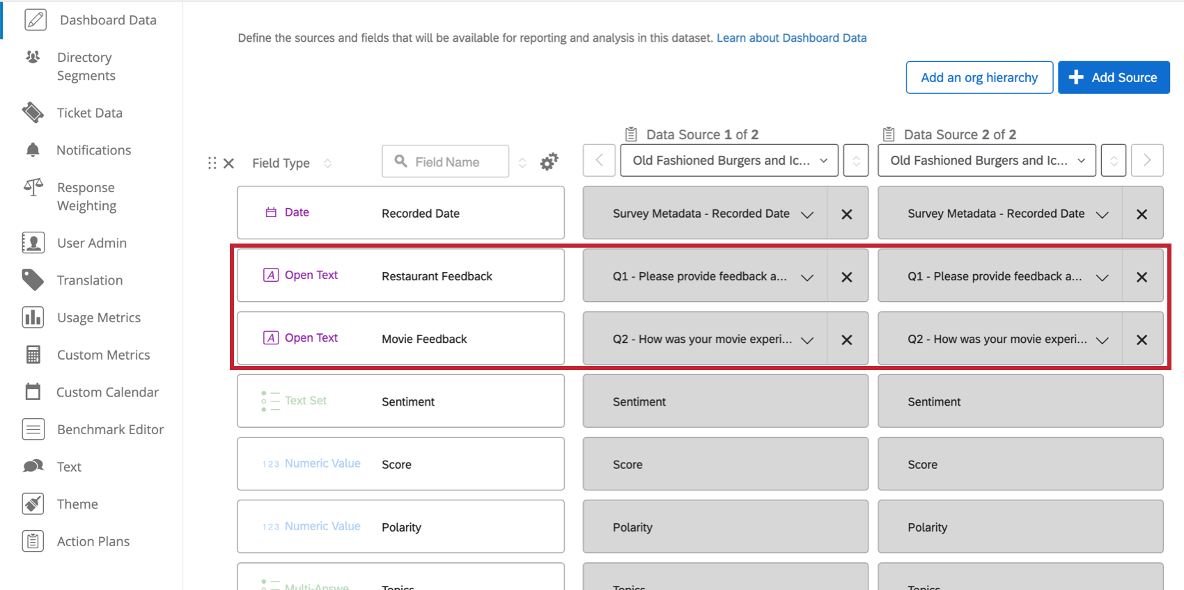 Text iQ Table Widget (CX)