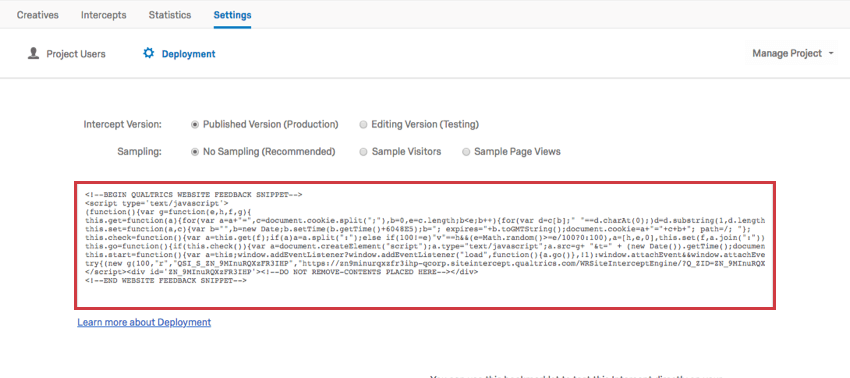 Step 2: Creating a Website Feedback Project
