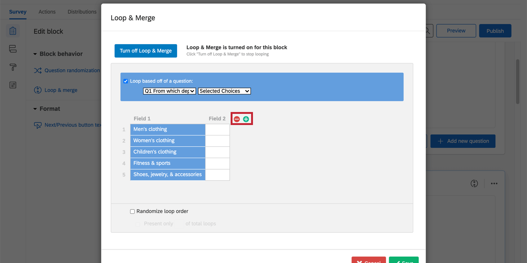 Wiederholen & Zusammenführen Qualtrics