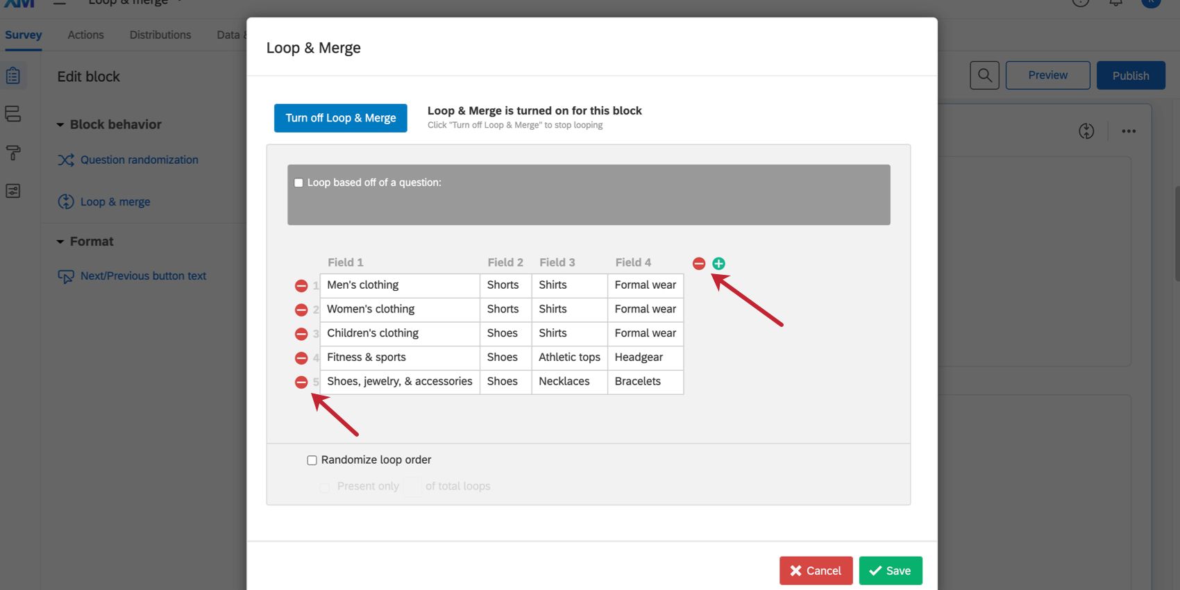 Wiederholen & Zusammenführen Qualtrics