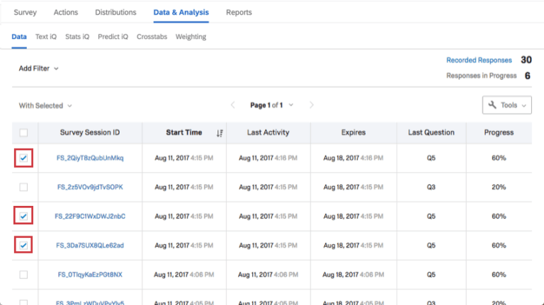 Responses in Progress