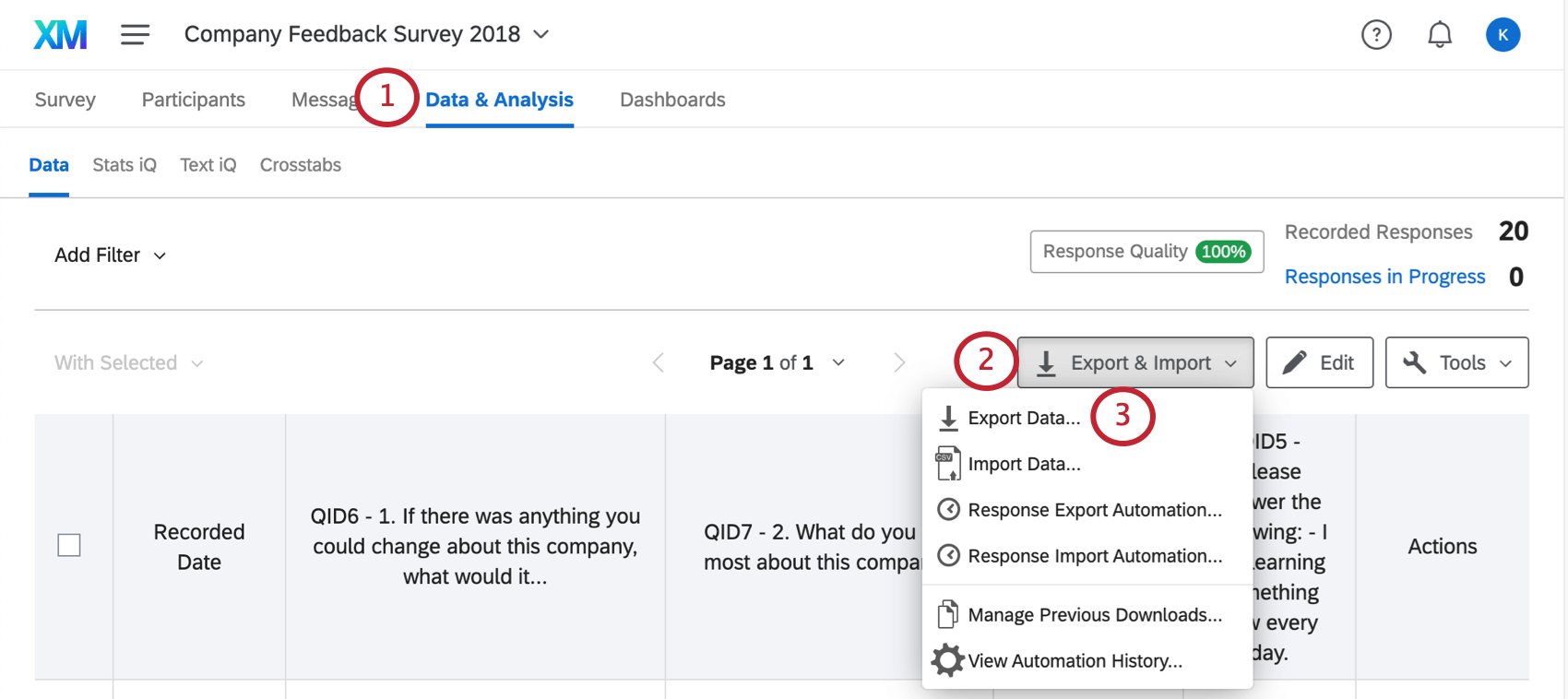 Importing Responses (EX)