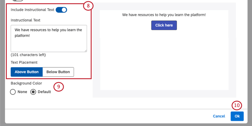 Button Widget (Studio) - Qualtrics