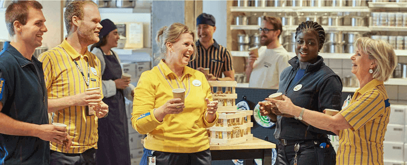 Ikea staff sharing a joke in comfort