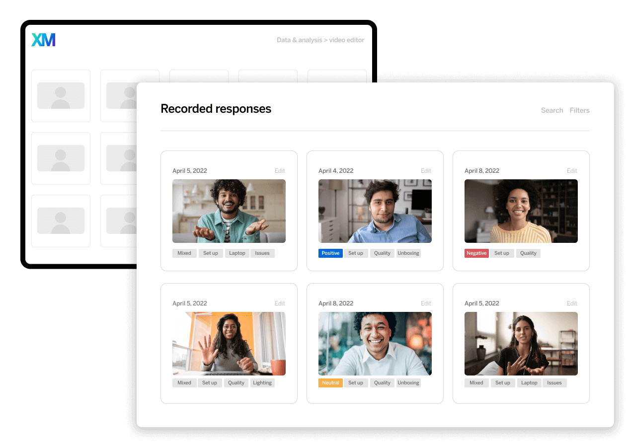 Dashboard view of recorded video responses