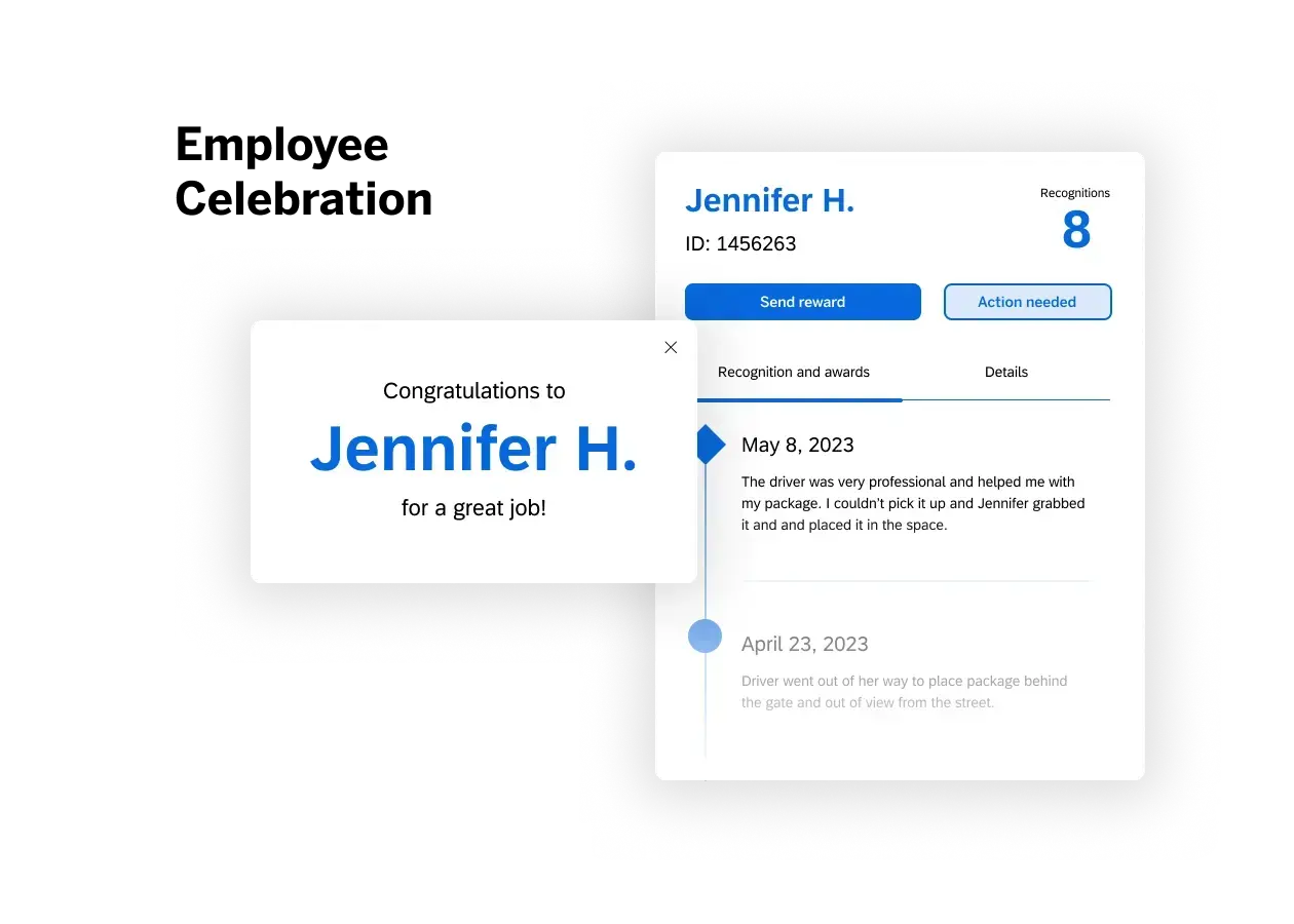 Employee celebration for jennifer H dashboard