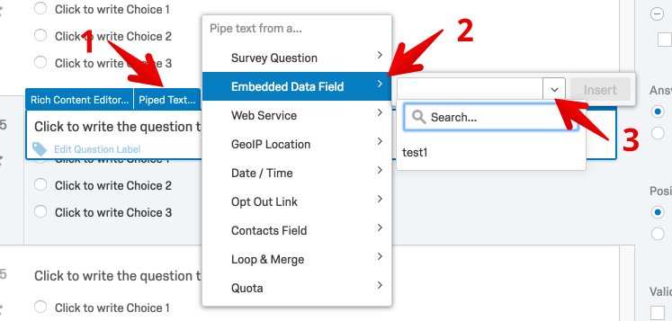 Select embedded data