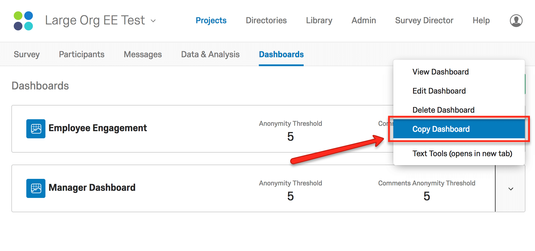 Copy EX dashboards