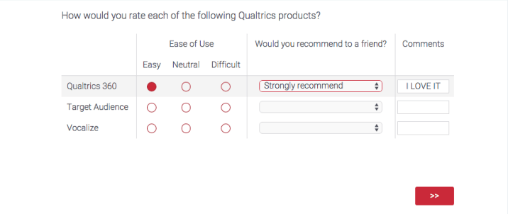 Example of side-by-side survey 