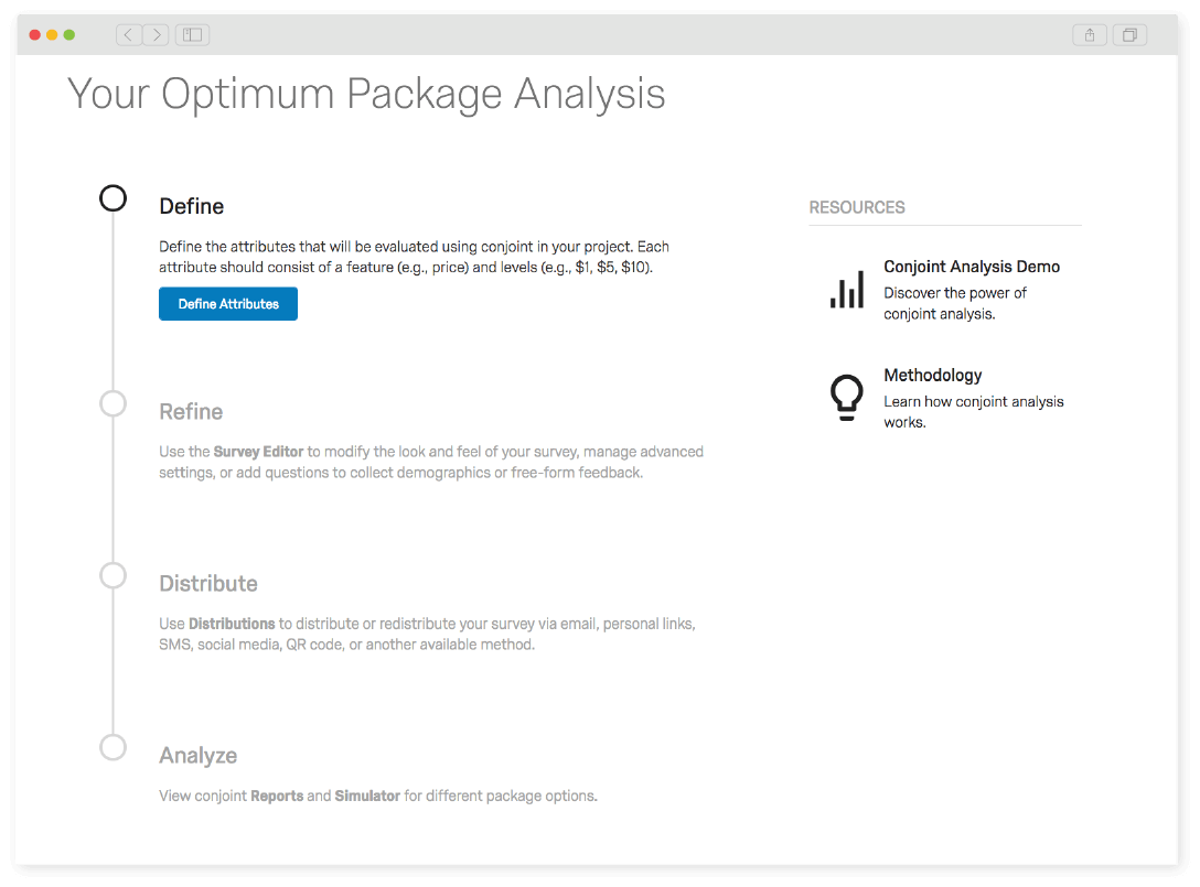 Qualtrics conjoint analysis project setup