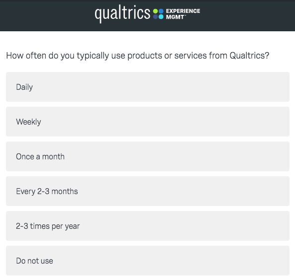 How often do you typically use products or services from Qualtrics?