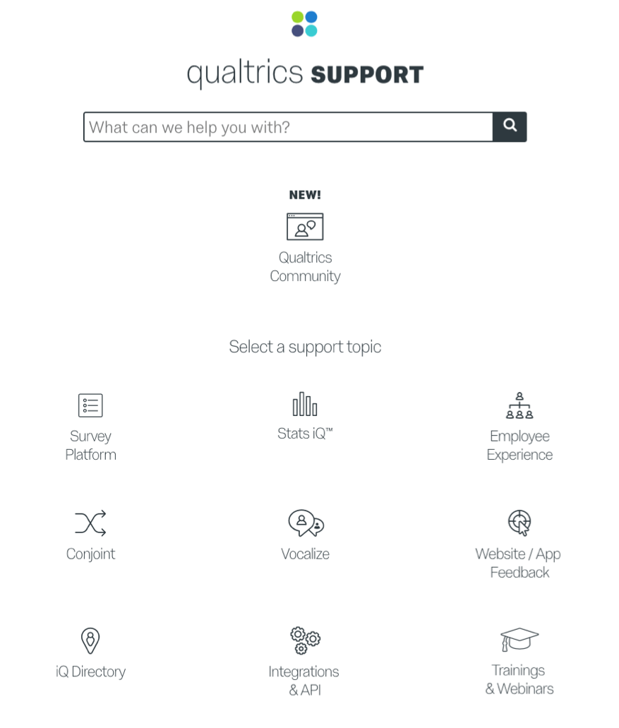 Qualtrics support page screenshot