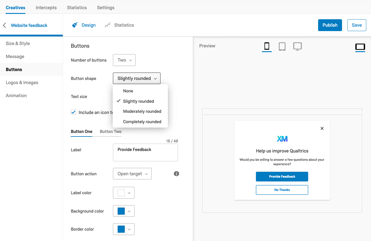 website feedback survey builder