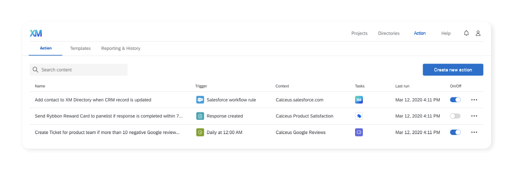 Automated action workflow screenshot