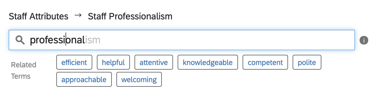 Staff attributes - staff professionalism related terms