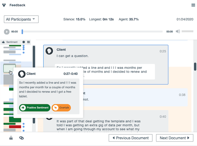 Sentiment analysis of client feedback