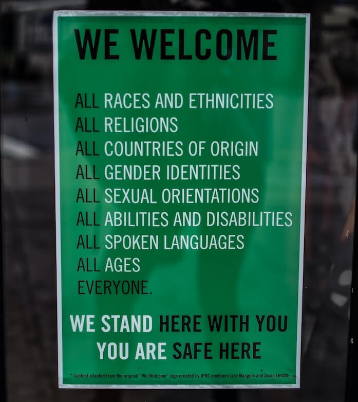 diversity, equity and inclusion store sign