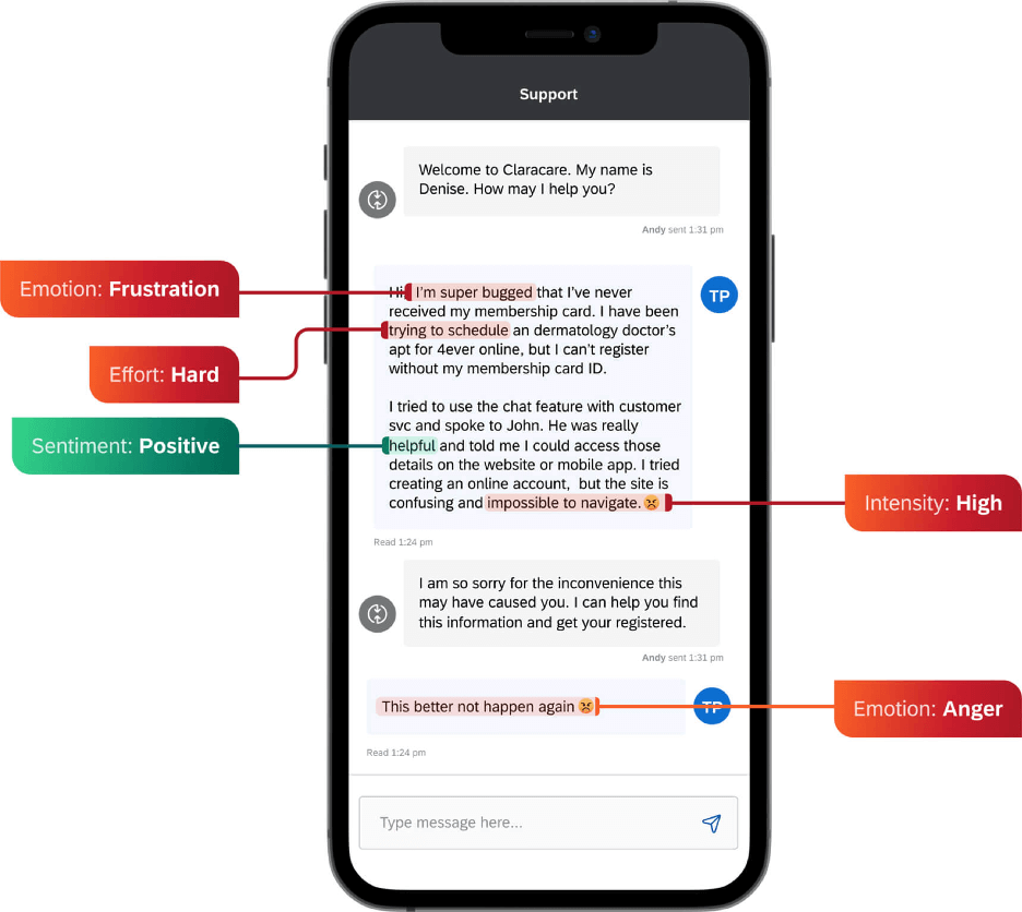 Conversation analytics with sentiment analysis