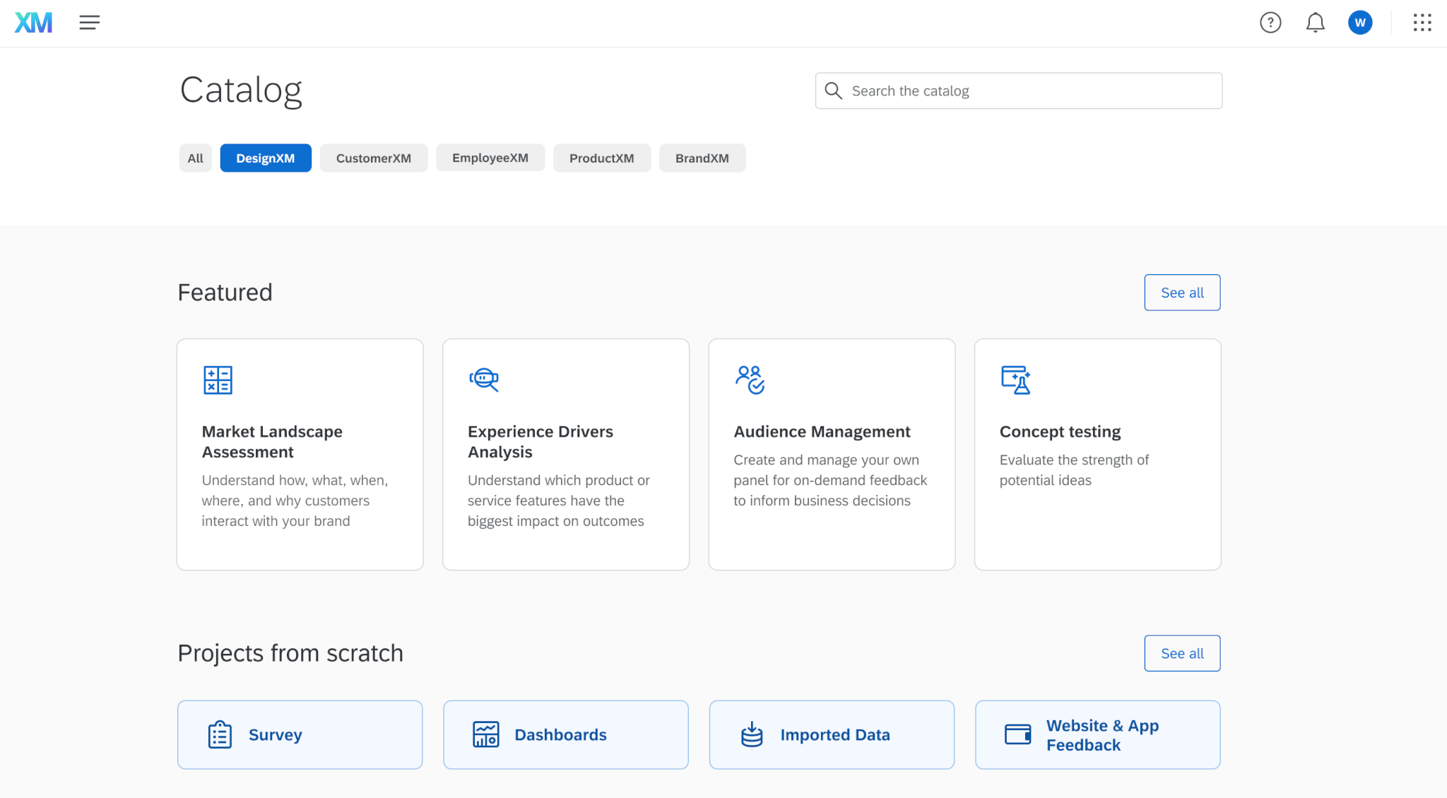 vue du catalogue de la plateforme et de ses fonctionnalités