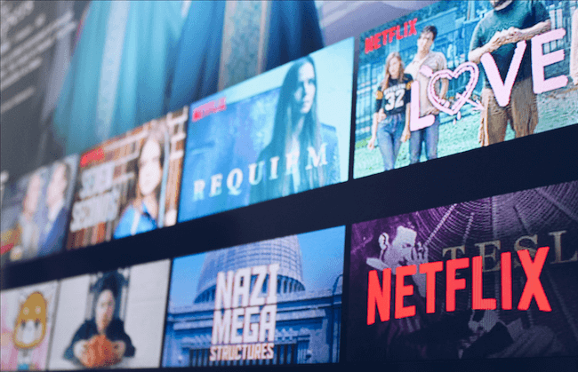 Netflix shows in navigation menu on Netflix app