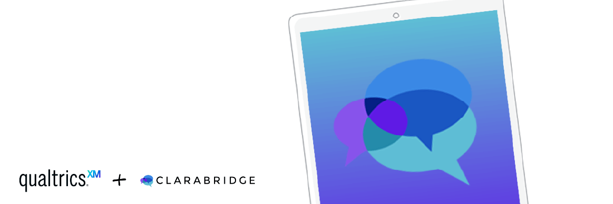 Banner image of phone or tablet screen with Clarabridge logo