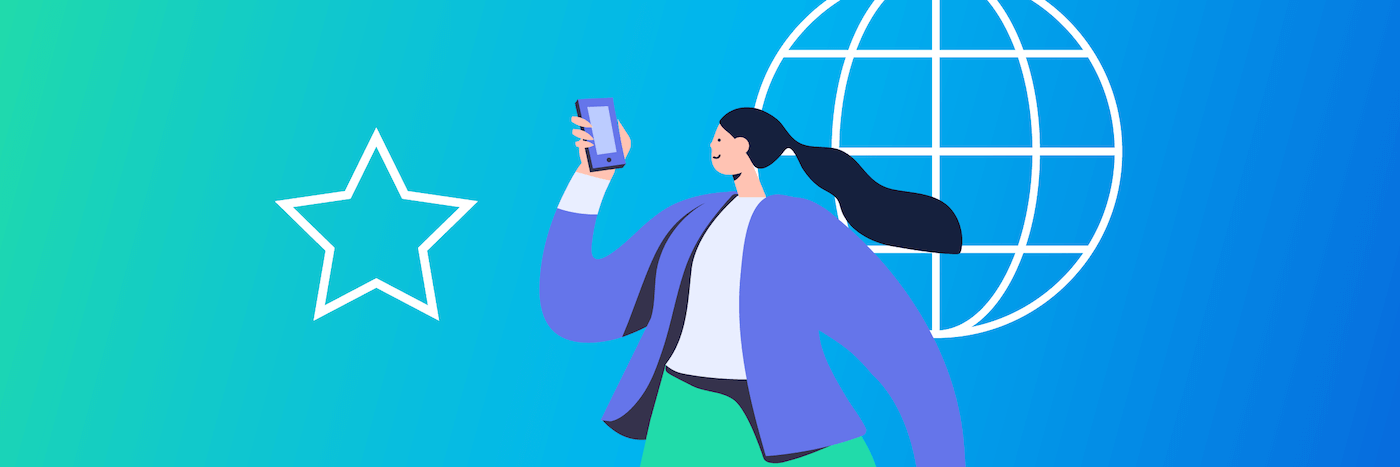 graphic of a woman looking at a phone
