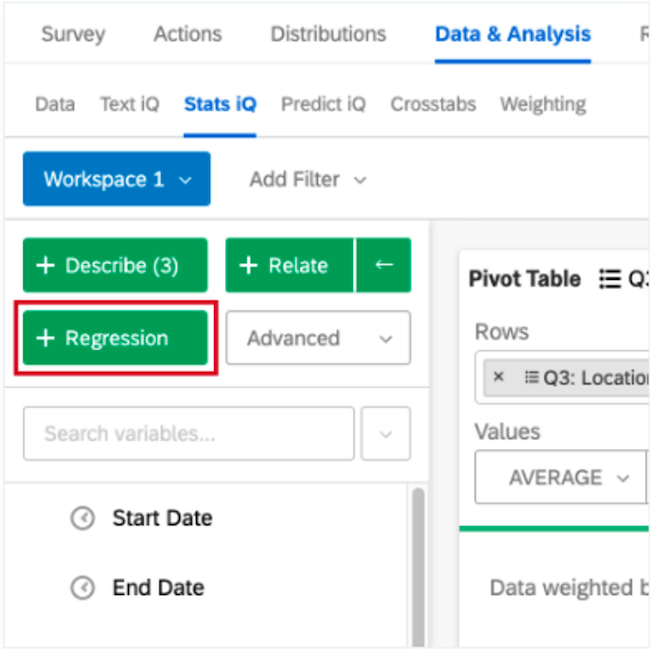 Regression analysis tools