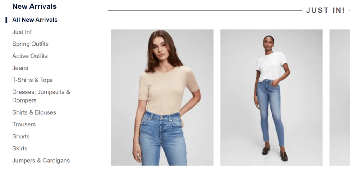 Gap's ecommerce website