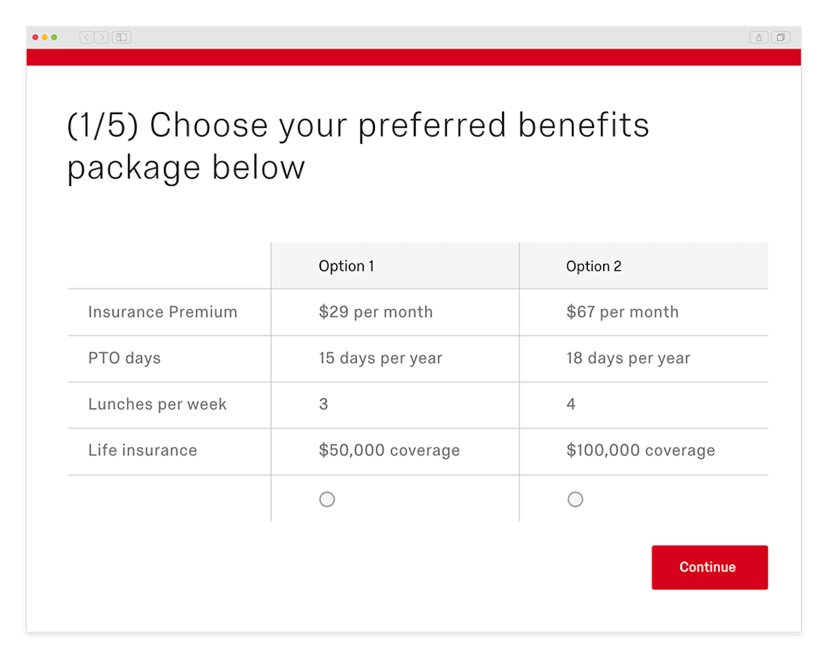Benefits optimizer screenshot