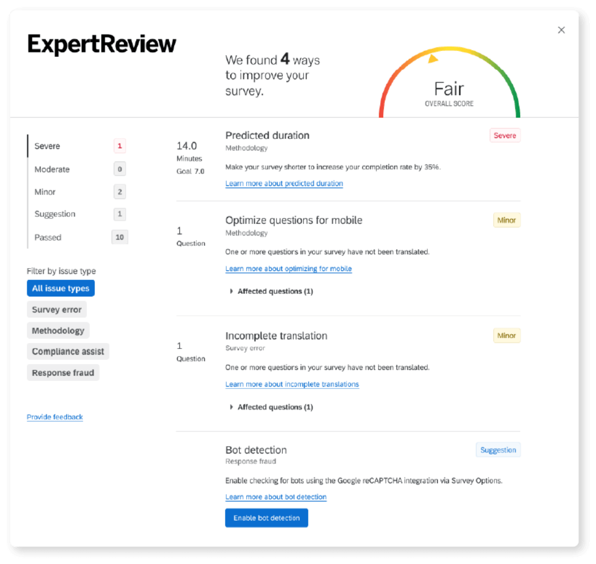 Dashboard de CoreXM en una tableta