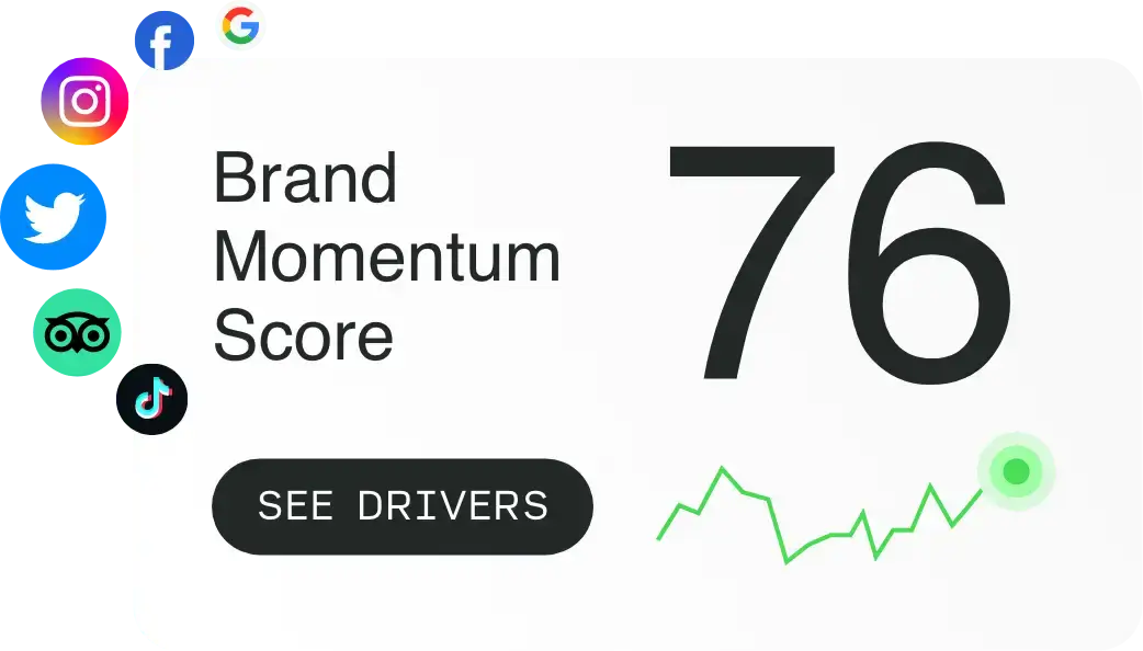 Brand momentum score with key drivers provided
