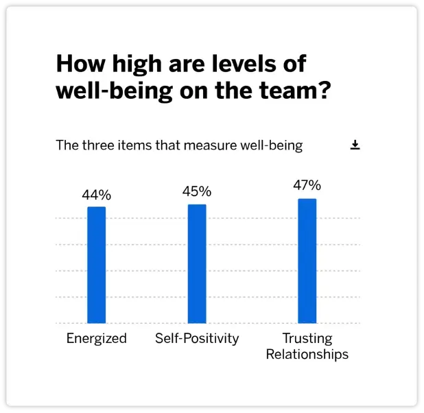 Well-being levels on a team