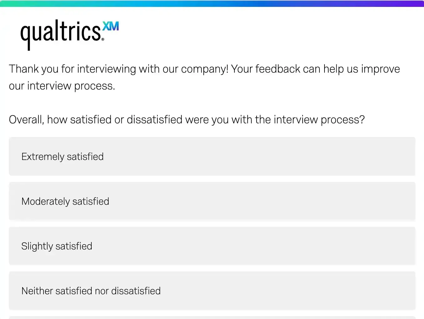 interview feedback survey - qualtrics
