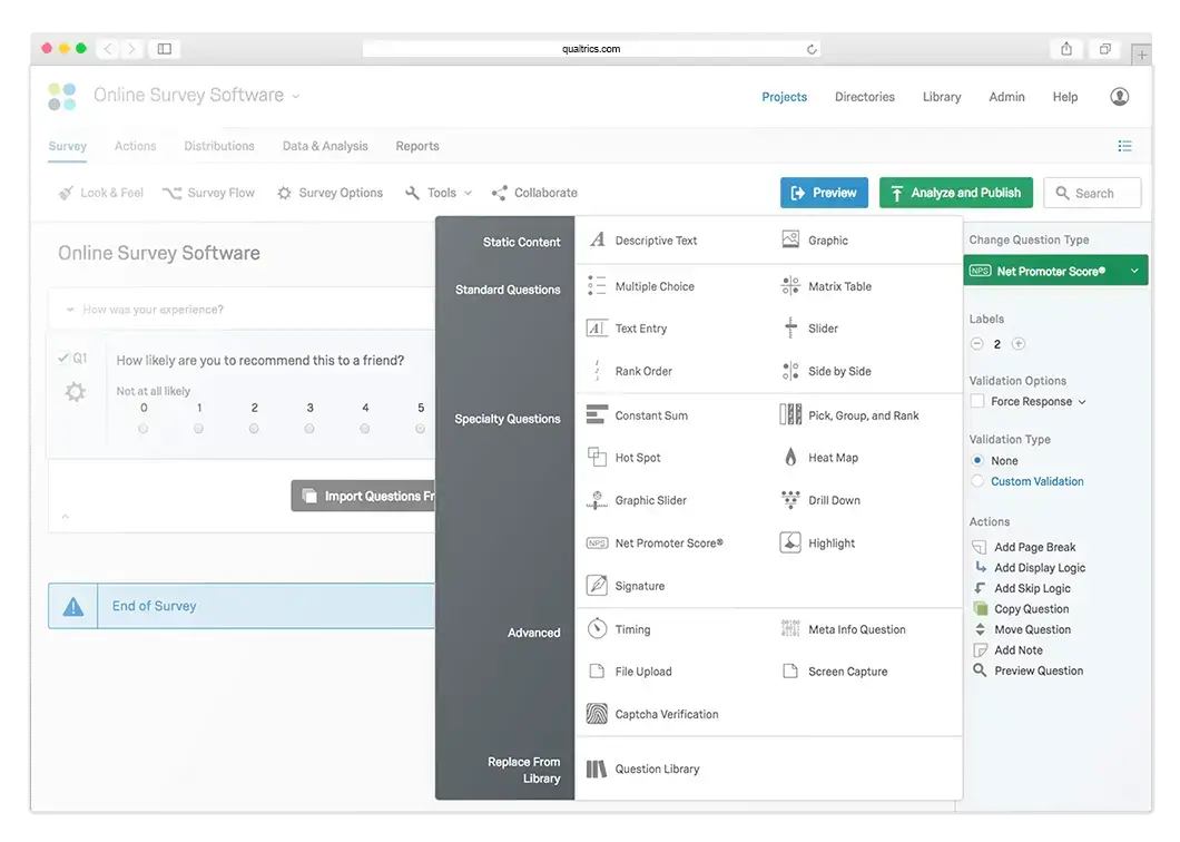 Qualtrics NPS survey software