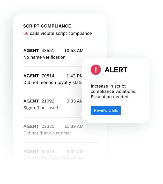 script compliance violations alert