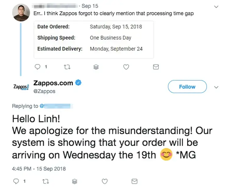 zappos customer service twitter