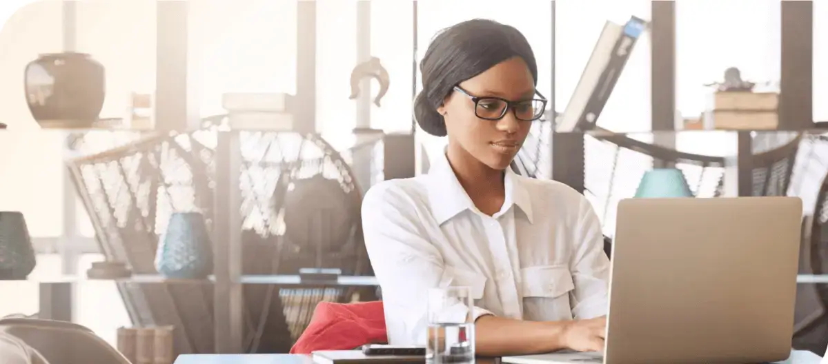 Image of woman looking at phone getting digital support