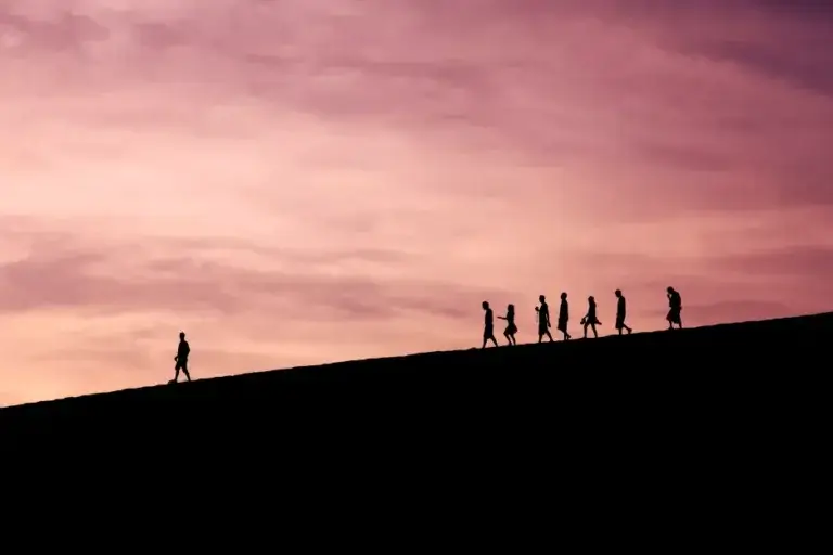 silhouettes walking 